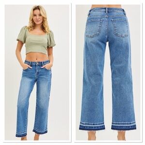 🩵 RISEN Slouchy Cropped  Boyfriend Plus Size Jeans - Medium Wash